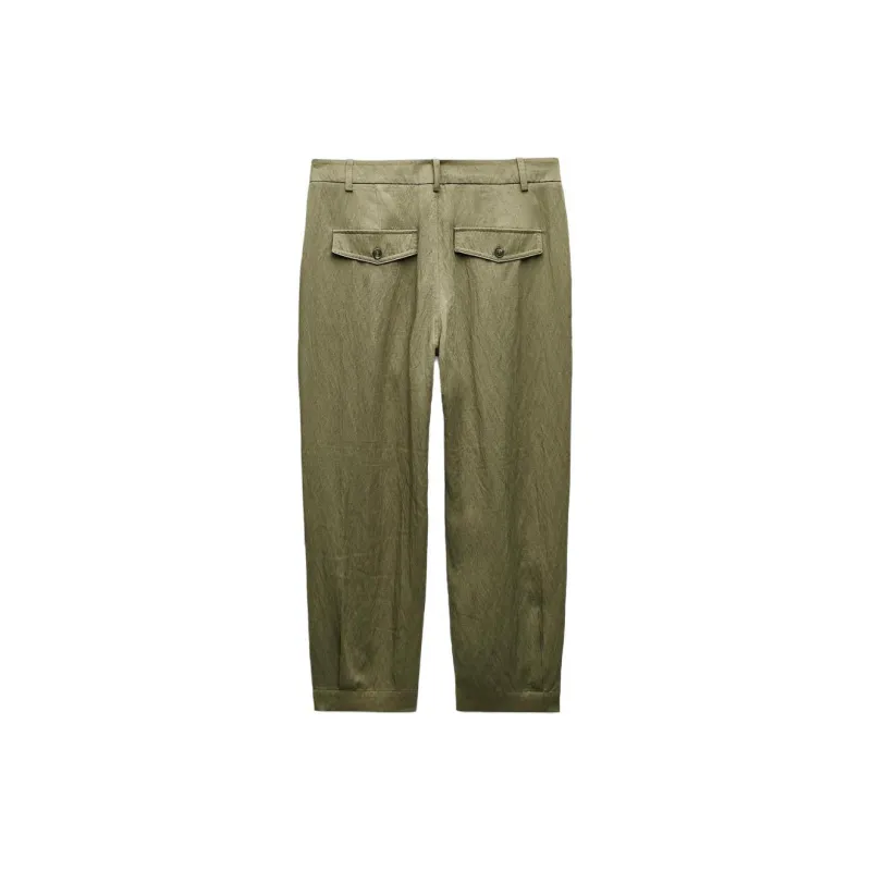 ZARA Casual Pants Women's Green-1