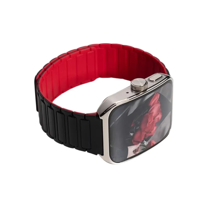 FZRT OPPO Compatibility Watch Band Armor Style Color Block Silicone Magnetic Silicone Material-4