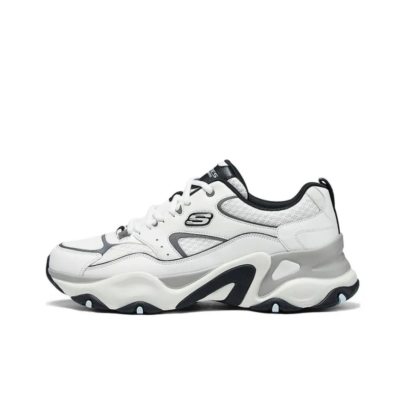 Skechers D'LITES 5.0 Anti Slip Wear Resistant Low Top Chunky Sneakers Men's Gray White-0