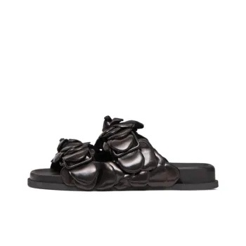 Valentino Atelier Leather Patchwork Slide Slippers Women's Black