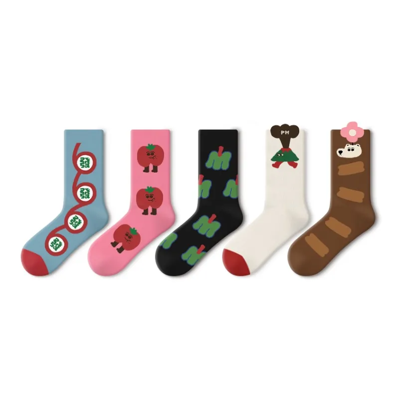 Primeet Mid Calf Socks Fall And Winter Women's 5 Pack-25