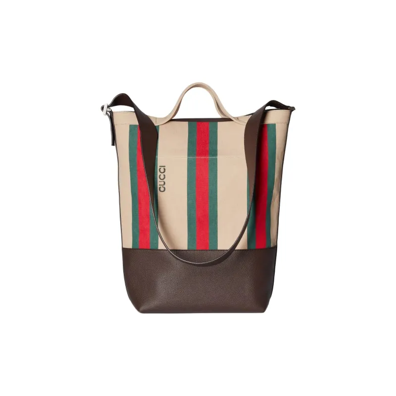 GUCCI Canvas With Leather Binding Canvas Bag, Tote Bag, Shopping Bag, Handbag, Shoulder Bag Large Size Men's Camel-3