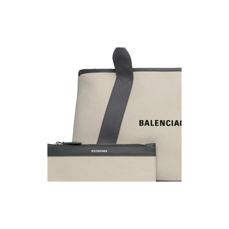 Balenciaga Coated Canvas With Calfskin Tote Bag, Shopping Bag, Handbag, Shoulder Bag Women's Natural & Gray-2