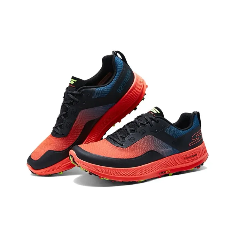 Skechers GO RUN Anti Slip Wear Resistant Low Top Casual Running Shoes Men's Black Orange Red-2