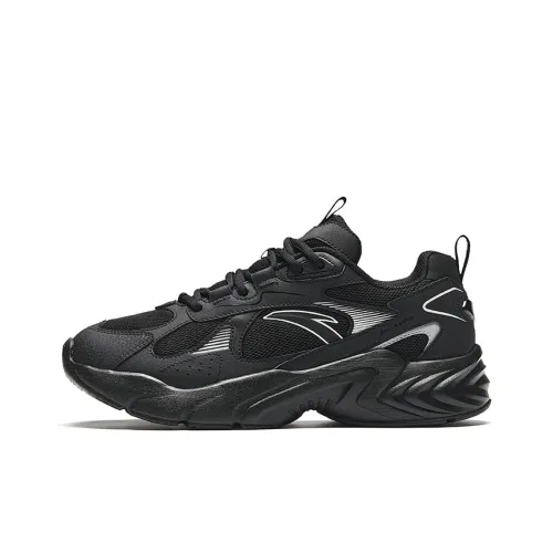 Anta Running Collection Non slip Wear resistant Shock Absorption Low Top Casual Running Shoes Men's Black Silver