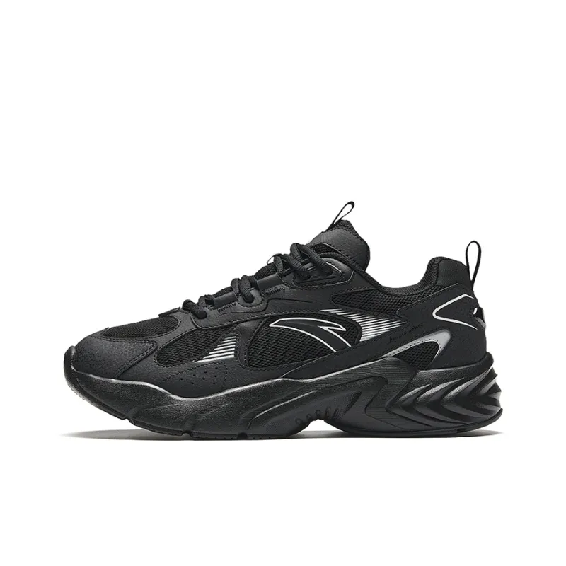 Anta Running Collection Non slip Wear resistant Shock Absorption Low Top Casual Running Shoes Men's Black Silver-0