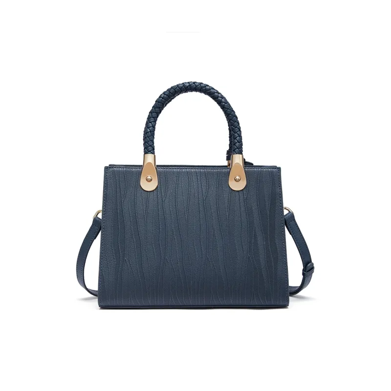 RED DRAGONFLY Cow Leather Tote Handbag, Crossbody Bag Women's Blue/Black-11