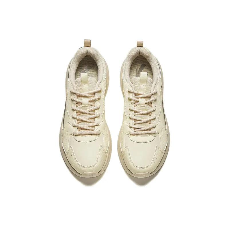 Anta Anti Slip Wear Resistant Low Top Casual Shoes Women's Light Beige White-2