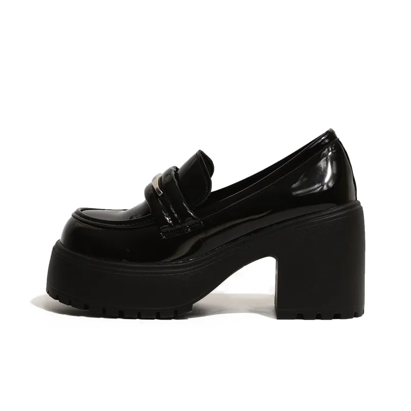 FANNAISHI Loafers Women's Black Glossy Finish/Black Matte/Brown Black-0
