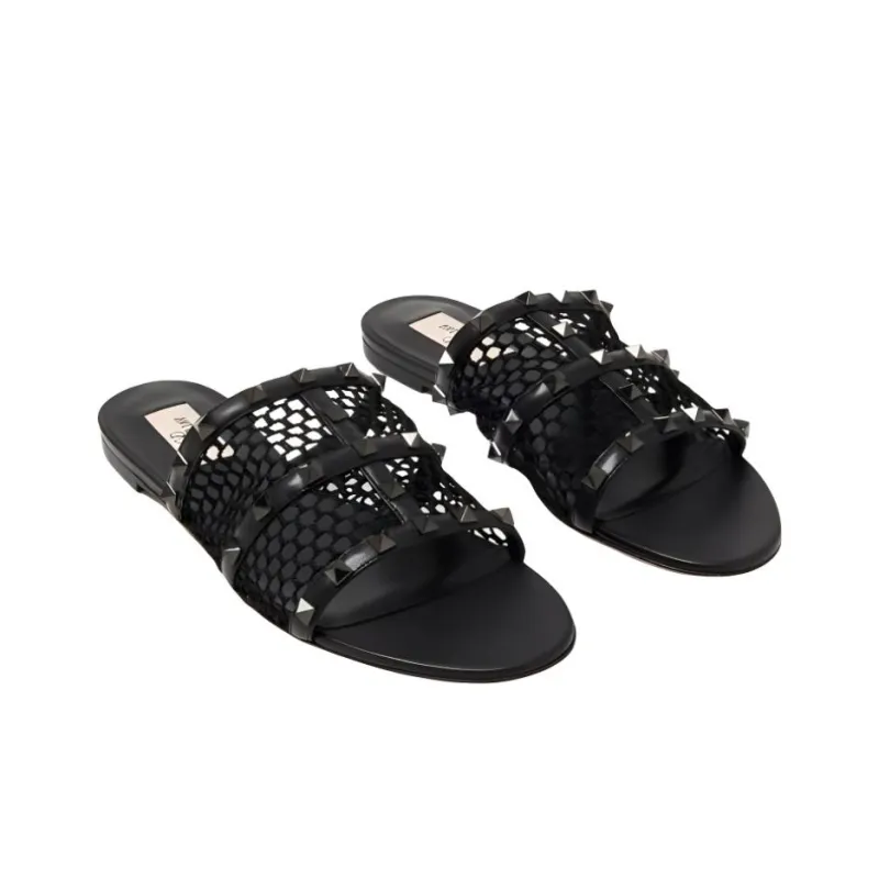 Valentino Slide Slippers Women's Black-3