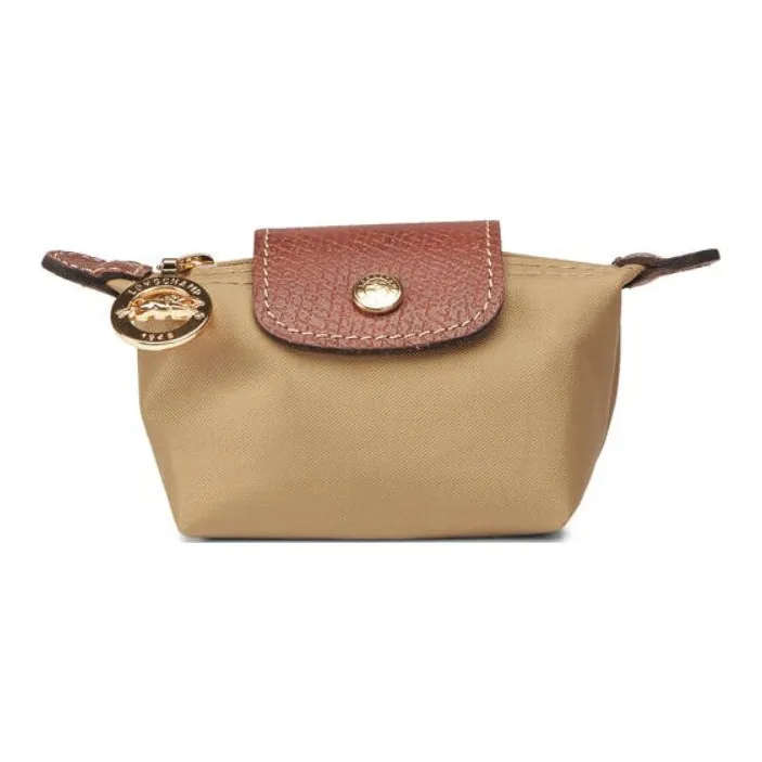 LONGCHAMP Le Pliage Canvas With Leather Trim Canvas Bag Coin Purse Women's Brown-1