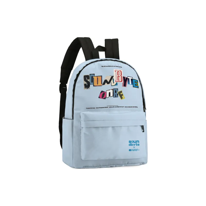 Soundbyte × ONRF Collaboration Polyester Students Backpack Laptop Bag Regular Unisex White-34