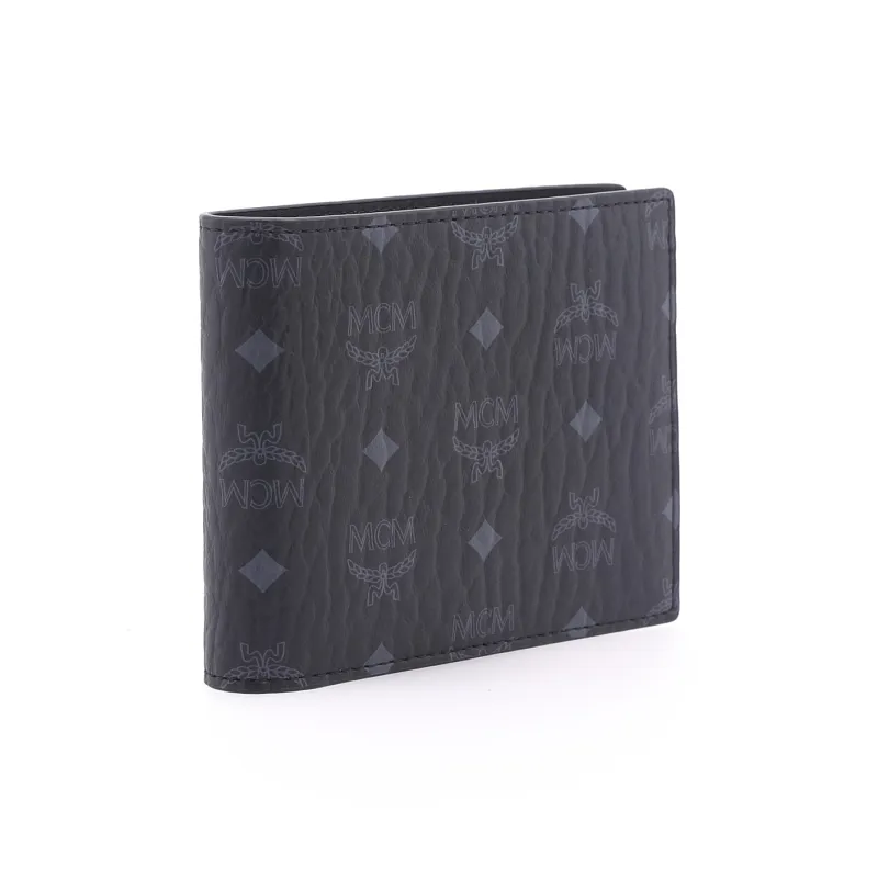 MCM Essential Visetos Origina Leather Card Holder, Wallet Regular Men's Black-1
