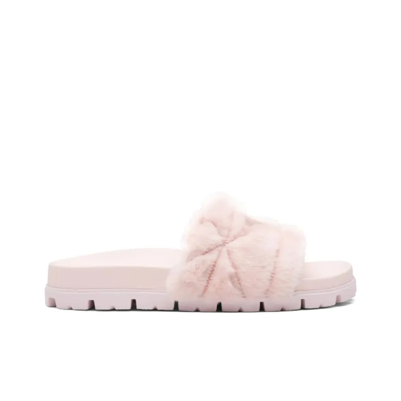 PRADA Quilted Slides Light Pink Fur-1