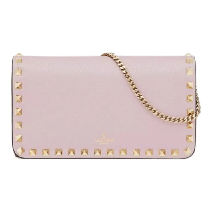 Valentino ROCKSTUDGARAVANI Grained Calfskin Crossbody Bag Shoulder Bag Women's Water Lilac Pink-2