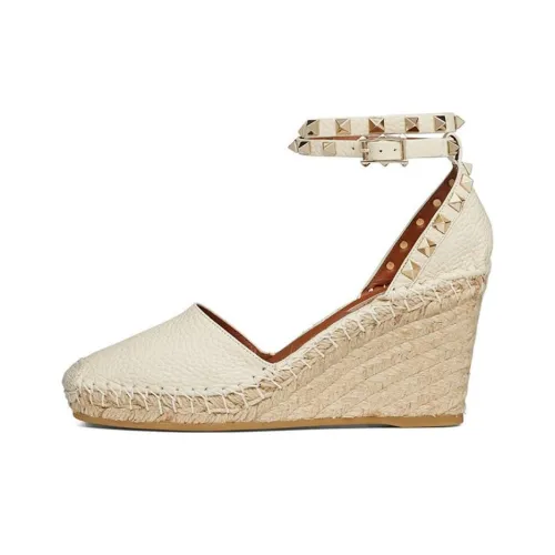 Valentino Rockstud Espadrilles Women's White Rice Camel