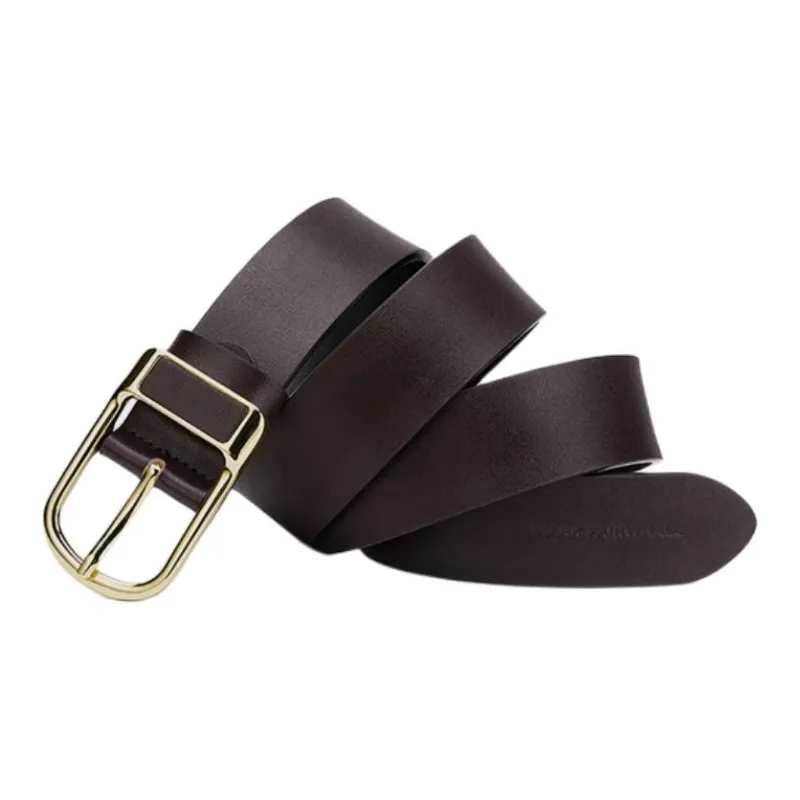 FAIRWHALE Trendy Business Casual Horse Shoe Buckle Pin Belt Split Cow Leather Belts Men's Width 3.8CM-6