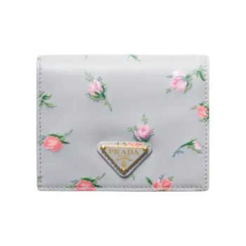 PRADA Leather Wallet Regular Women's Pearl Gray