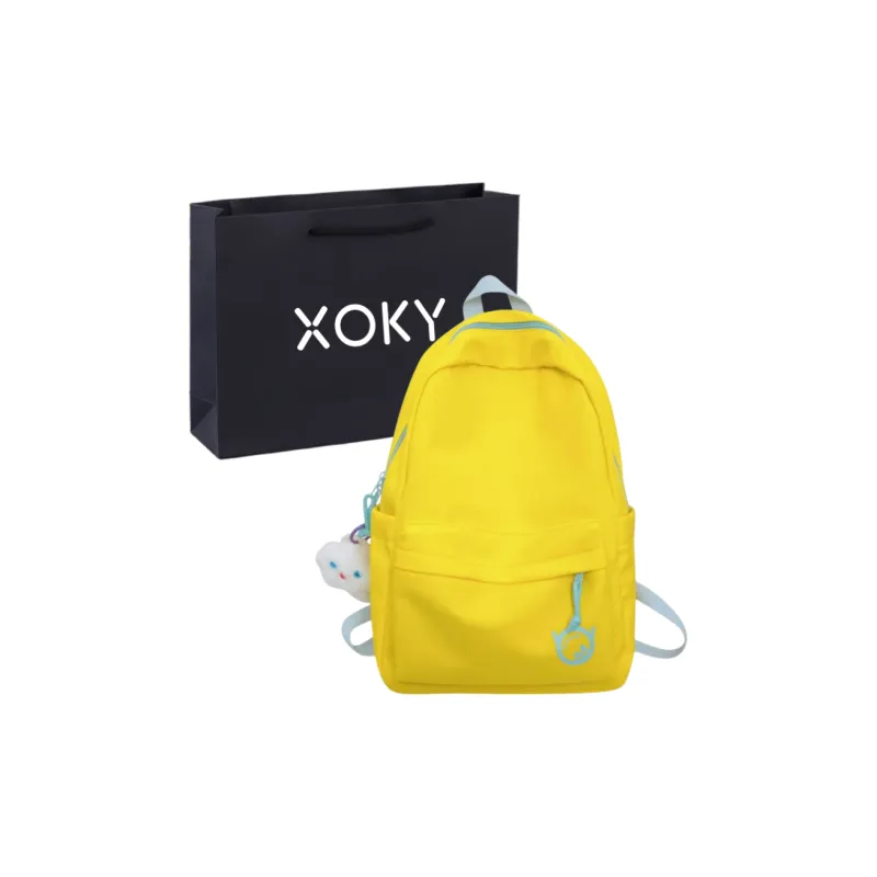 XOKY Nylon Backpack Unisex Black/White/Yellow/Green-4
