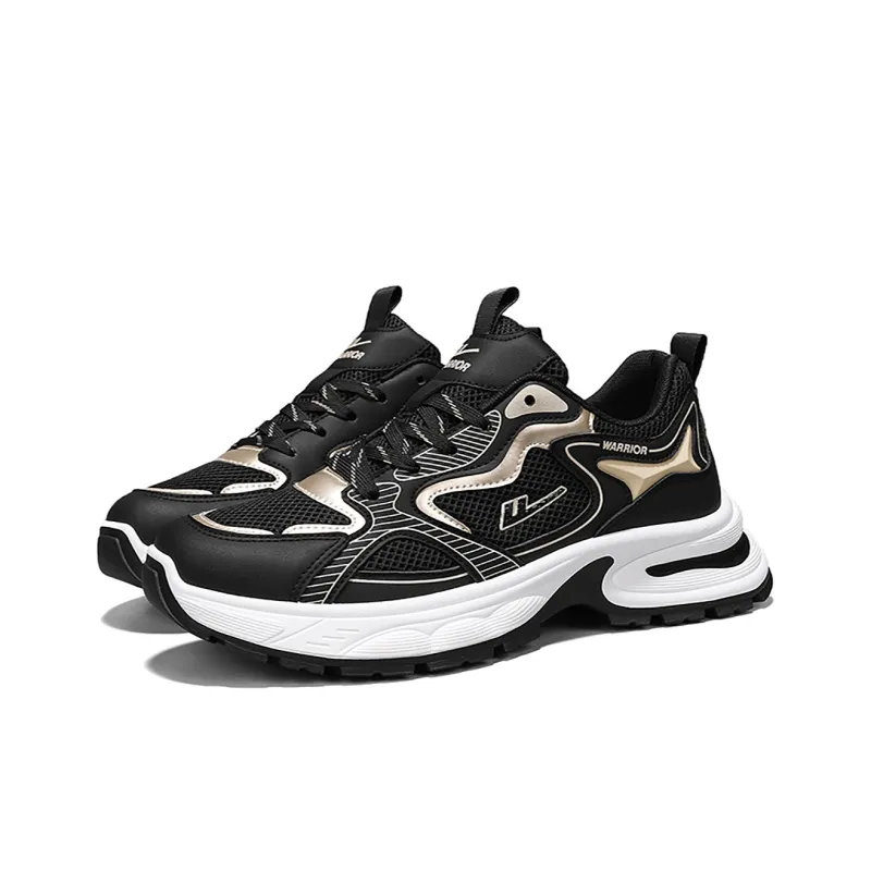 WARRIOR Chunky Sneakers Men Low Top Black/Gold-2