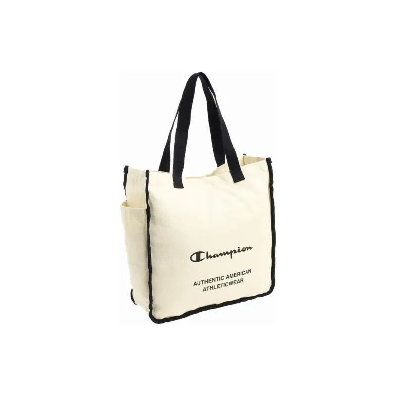 Champion PU Tote Bag Shopping Bag Canvas Bag One Shoulder Handbag Unisex Gray White-1