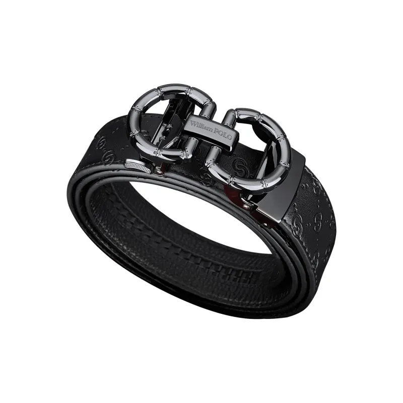 WilliamPOLO Cow Leather Leather Belts Men's Gunmetal 3.5cm Width-1