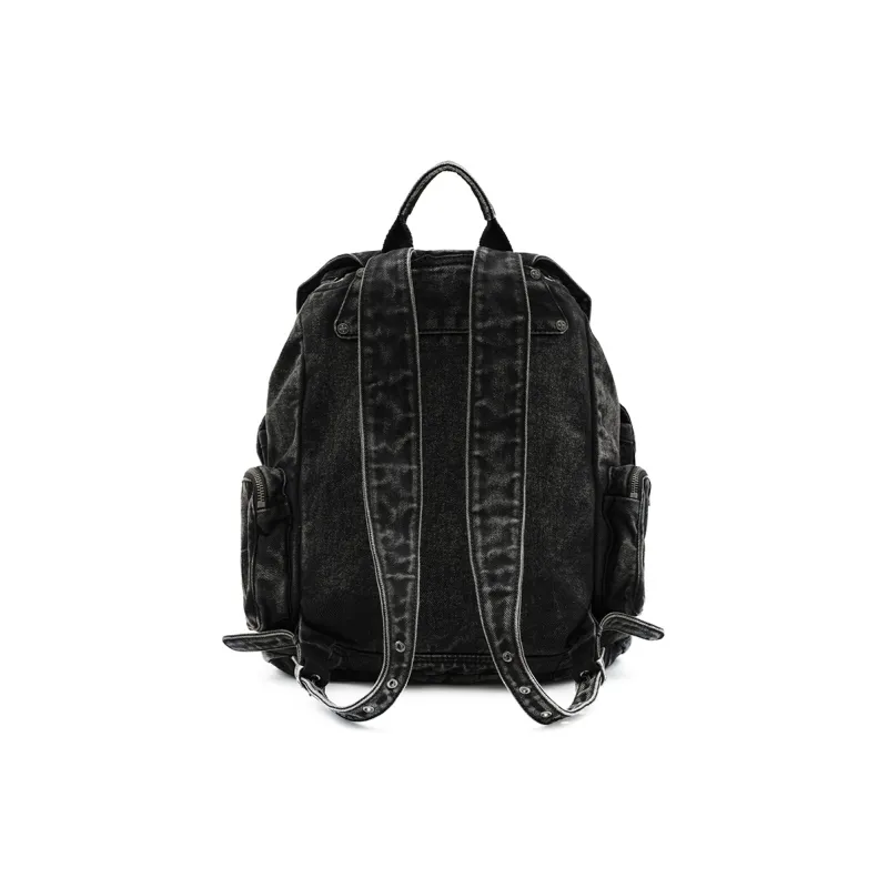 SMFK Coarse Twill Denim Cotton Backpack Regular Unisex Wilderness Black-2