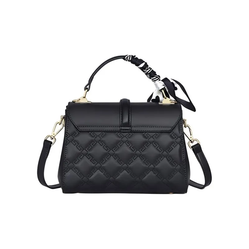 VINEY Cow Leather Handbag, Shoulder Bag, Crossbody Bag Medium Size Women's Black-5