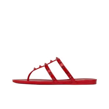 Valentino Rockstud Quiet Flip Flops Women's Red