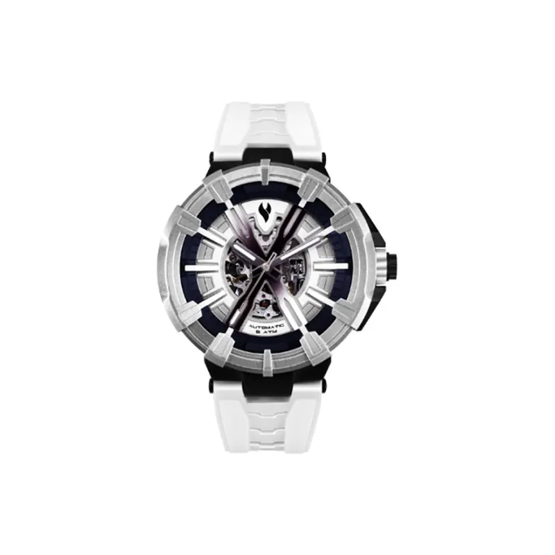 YOUNG STERNA Automatic Mechanical Movement Silicone Strap Watch Unisex Black Dial-7