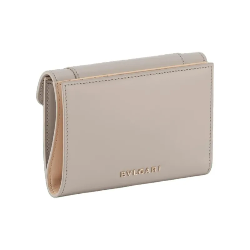 BVLGARI Calfskin Wallet Small Size Women's Gray-1