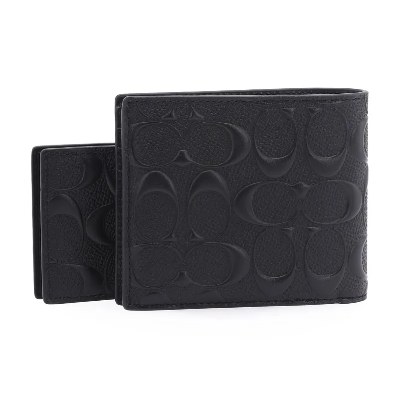 COACH 3 IN 1 Wallet Cow Leather 3 in 1 Wallet Men's Black-3