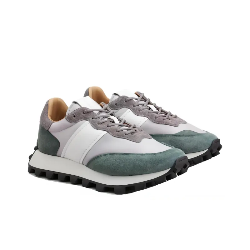 TOD'S 1T Low-Top Casual Shoes Men's Gray White Green-1