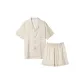 Woven Pattern Apricot Men's Short-Sleeved Set