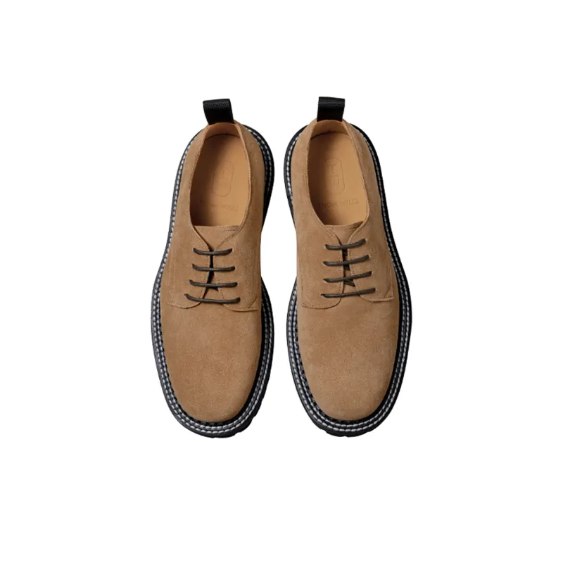 THOM WILLS Business Commute Derby Shoes Casual Single Shoes Women's Light Brown-2