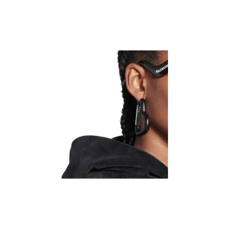 Balenciaga Aluminum Brass Earrings Women's Black-3