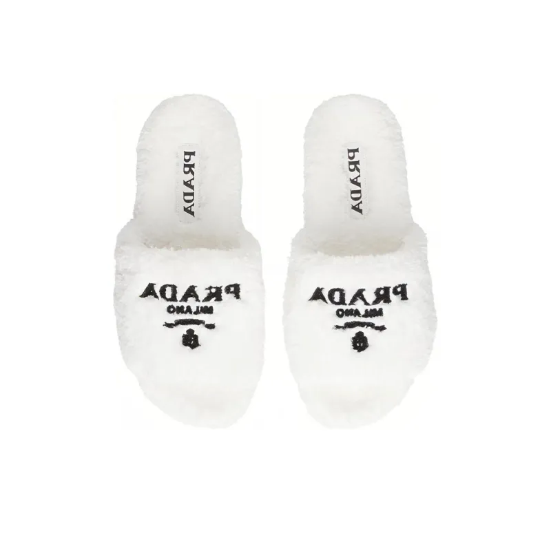 PRADA Terry Cloth Slide White Black Women's-4
