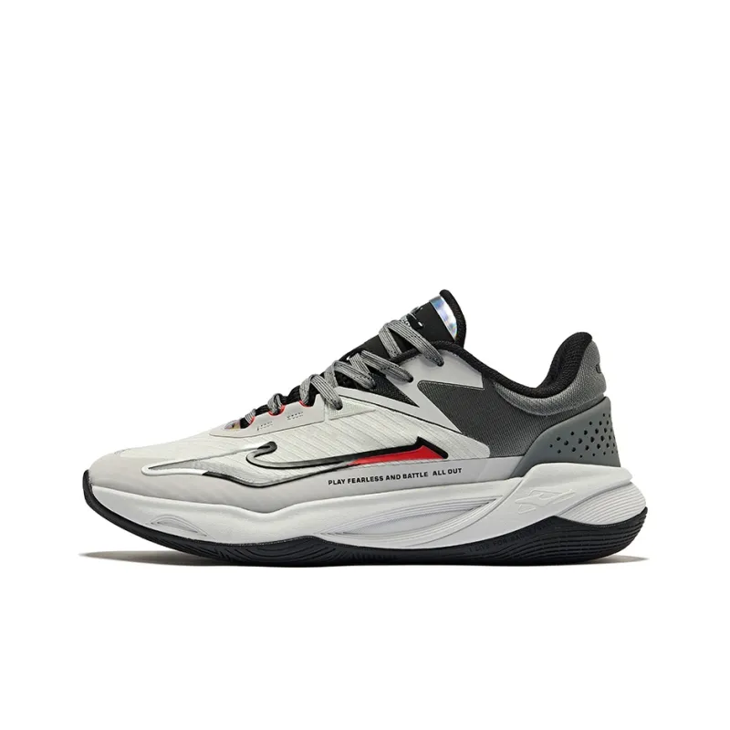 Erke Fearless 1.0 Grip Anti Twist Breathable Low Top Basketball Shoes Men's Mist Gray Steel Gray-0