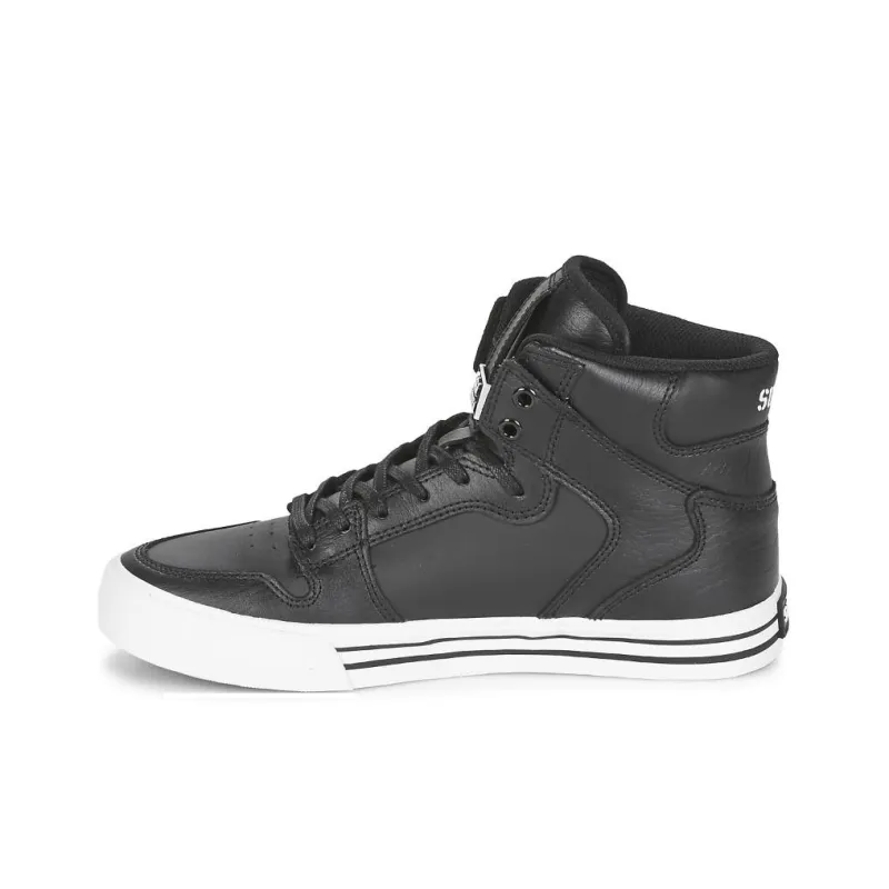 SUPRA Anti Slip Wear Resistant Mid Top Skateboard Shoes Unisex Black White-0