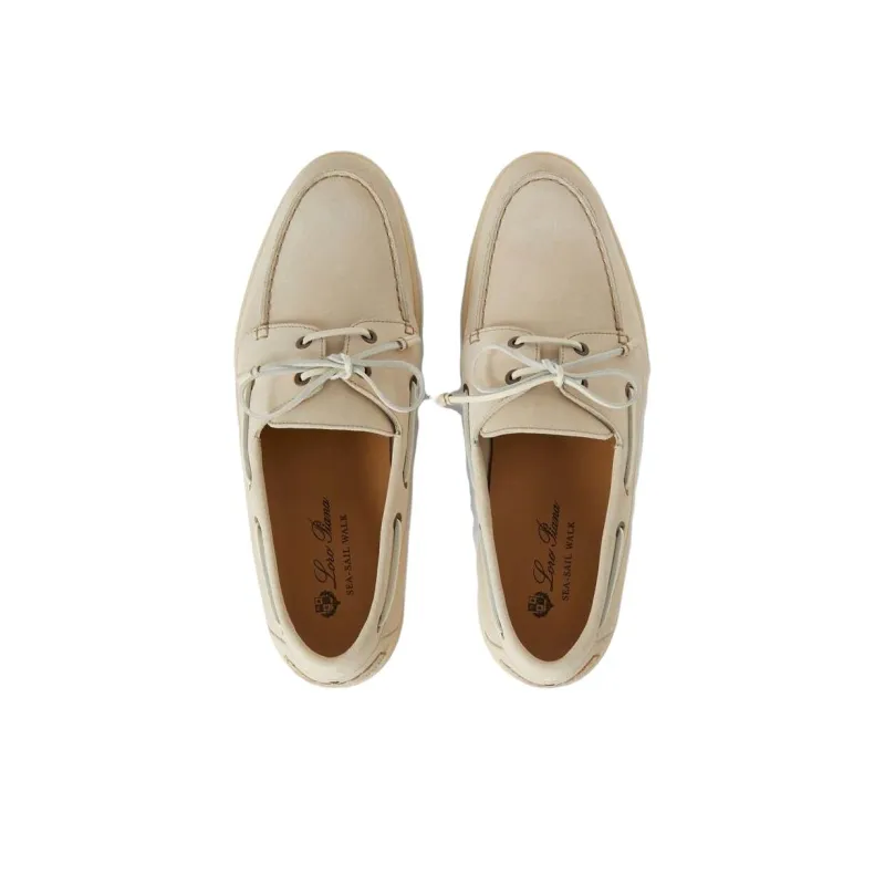 Loro Piana Sea Sail Walk Boat Shoes Men's Beige-4