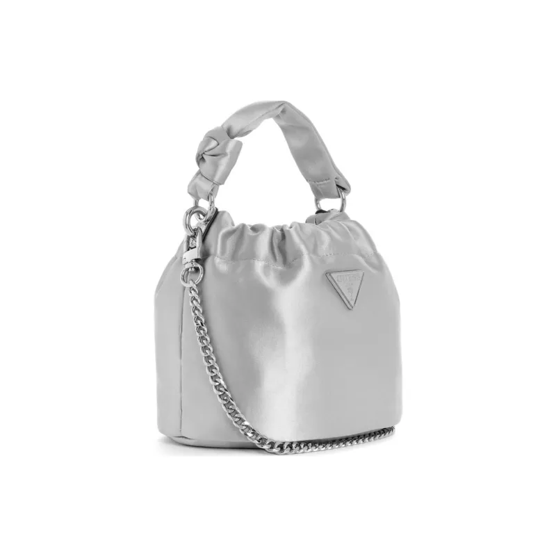 GUESS Satin Shoulder Bag Crossbody Bag Handbag Mini Women's Silver-1