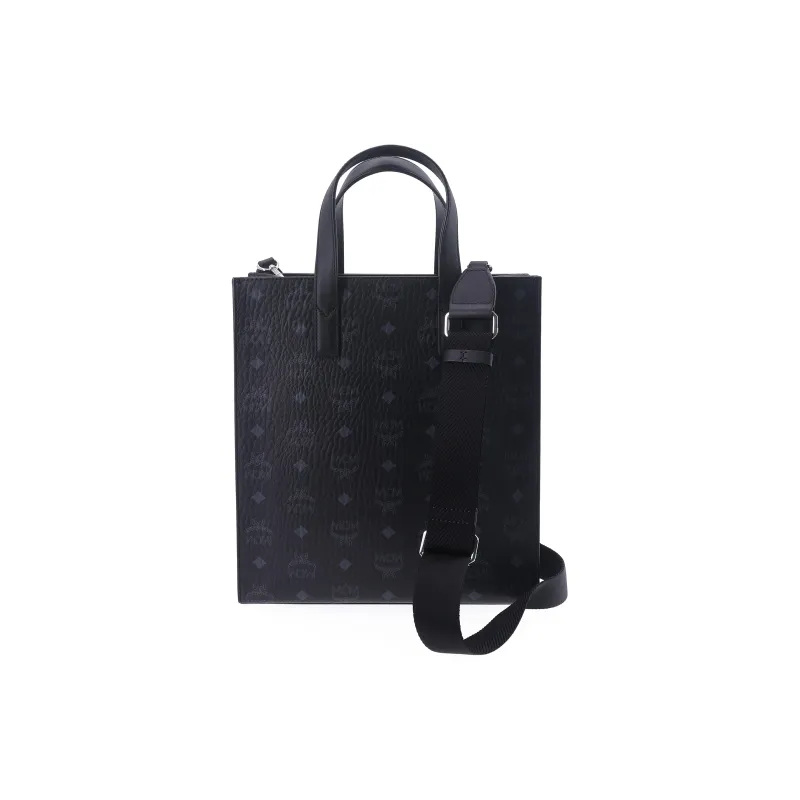 MCM Klassik Visetos Coated Canvas Tote Bag Shopping Bag Shoulder Bag Crossbody Bag Handbag Small Size Unisex Black-3