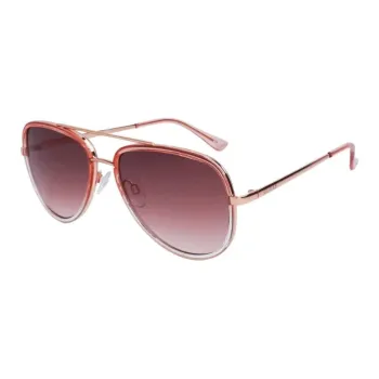 GUESS Acetate Metal Aviator Sunglasses Women's Transparent Pink