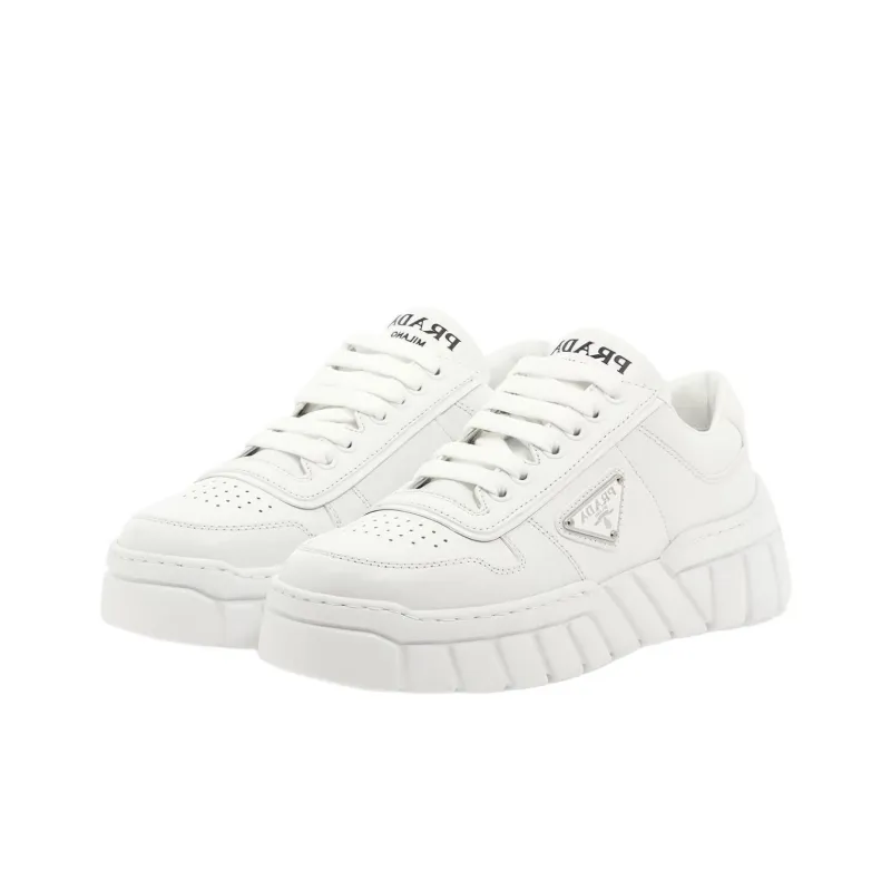 PRADA Soft Padded Nappa Leather Laced Up Shoes 'White' Women's-2