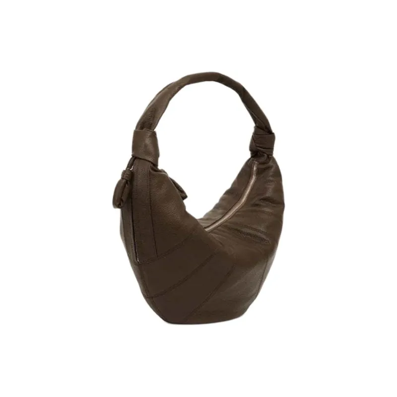 Lemaire Cow Leather Croissant Bag, Handbag, Shoulder Bag Medium Size Women's Khaki Brown-1