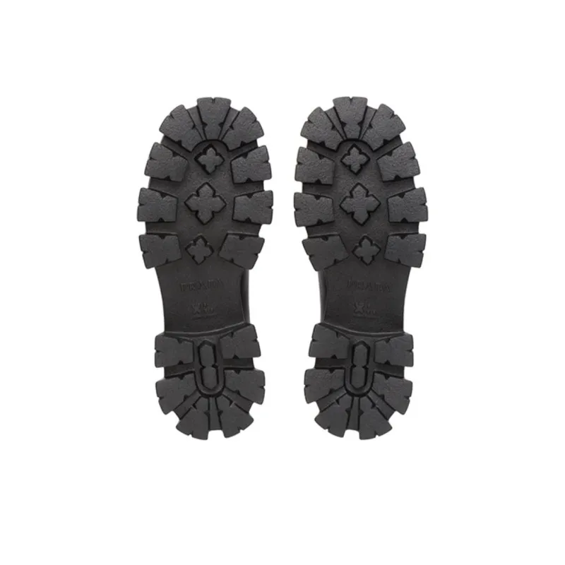 PRADA Monolith Brushed Leather Lace-up Shoes-4