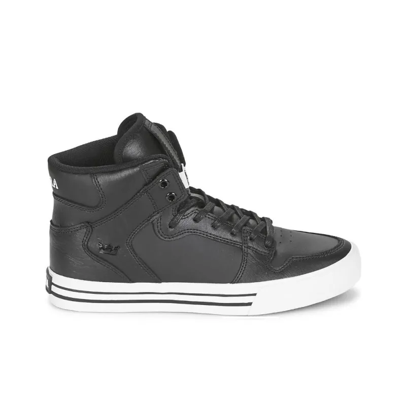 SUPRA Anti Slip Wear Resistant Mid Top Skateboard Shoes Unisex Black White-1