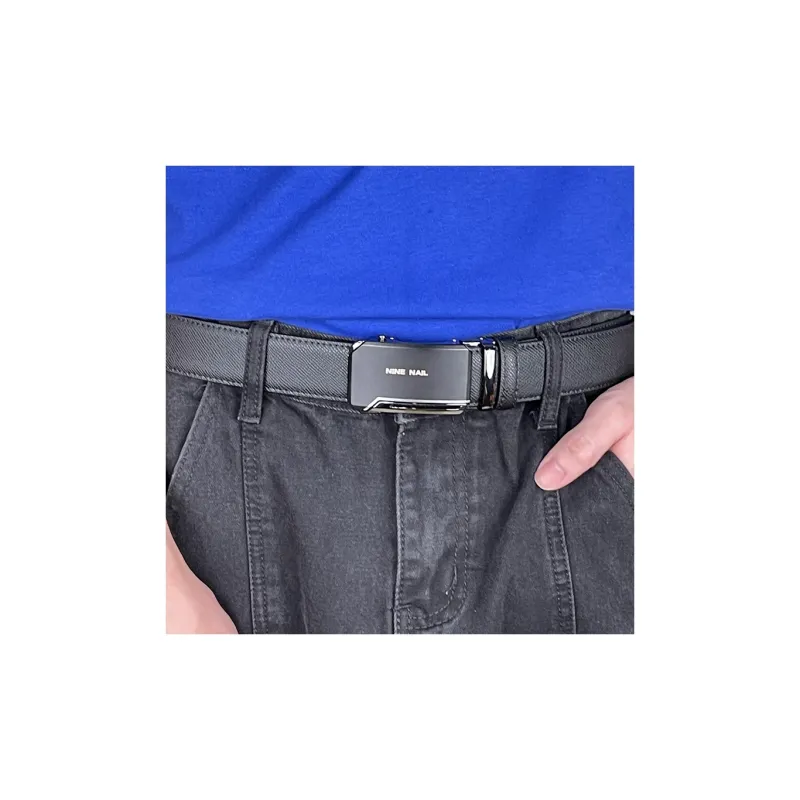 NINE NAIL 9 Section Stud Classic Minimalist Style Youth Casual Cow Leather Leather Belts Men's Width  3.5cm-4