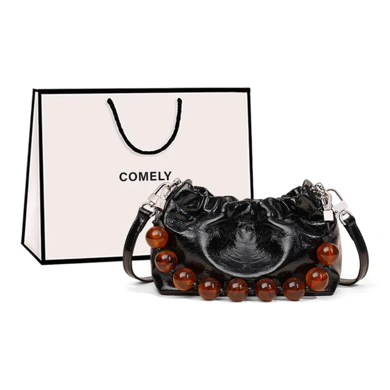 COMELY Synthetic Leather One Shoulder Handbag Regular Women's Silver/Black-4