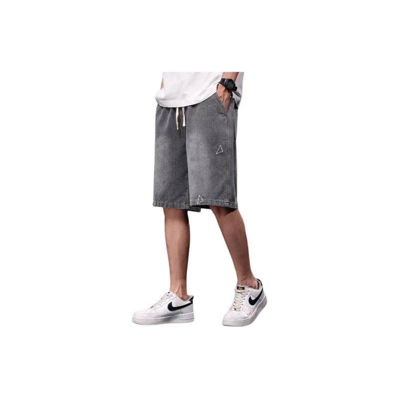 Tonlion Denim Shorts Men's Black Gray-1
